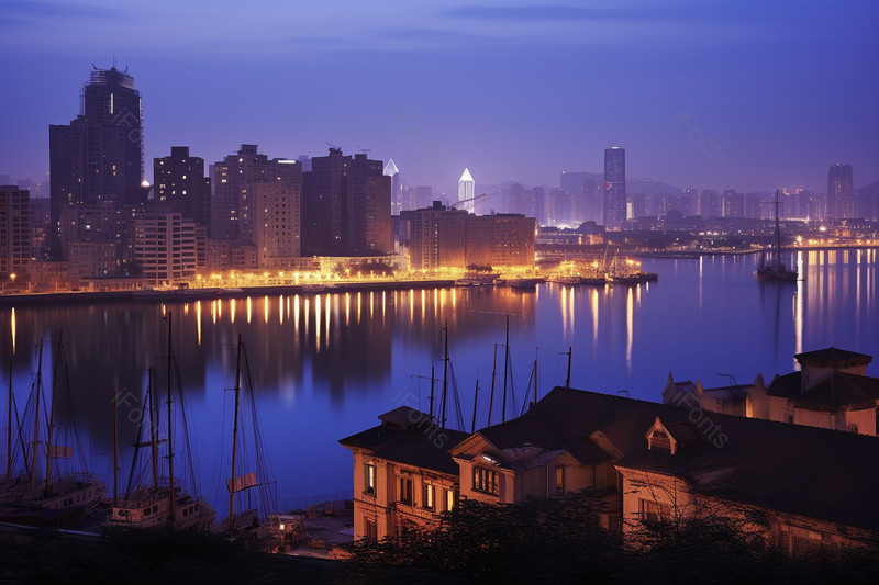 青岛信号山俯瞰城市夜景,高清,摄影图,摄影图片,图片大全,摄影图免费下载